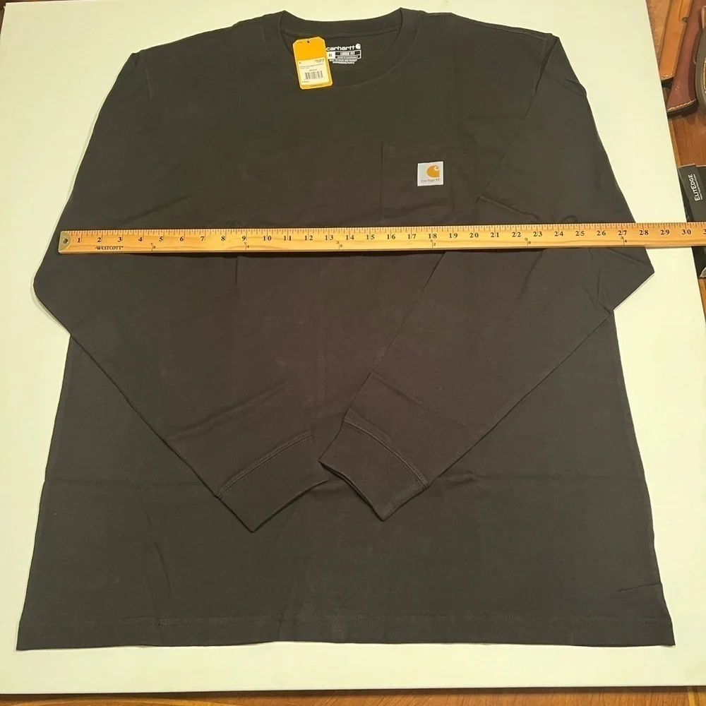 NWT Carhartt T-Shirt Adult Large Black Loose Fit Long Sleeve Heavy Work (C4)